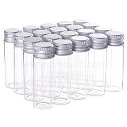 Glass Bottles, with Screw Aluminum Cap and Silicone Stopper, Empty Jar, Platinum, Clear, 7x2.2cm, Capacity: 15ml, 20pcs/box(AJEW-BC0005-37-15ml)