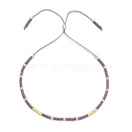 Japanese MIYUKI Rice Ball Handmade Beaded Bracelet, Adjustable Bohemian Obsidian Rice Ball Silder Bracelets(JL1795-9)