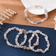 Natural Morganite Bead Stretch Bracelets, Tumbled Stone, Nuggets, Inner Diameter: 2~2-1/4 inch(5.2~5.6cm)(BJEW-K213-49)