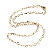 304 Stainless Steel Necklace, Heart, Real 18K Gold Plated, 17.99 inch(45.7cm)(NJEW-Q335-07A-G)