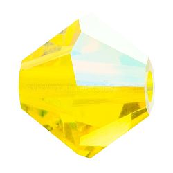 Preciosa&reg Crystal Beads, Czech Crystal, Bicone(451 69 302 Rondelle), 80310 200 Citrine AB, 4mm, Hole: 0.8mm(X-PRC-BA4-80310-200)