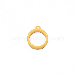 Silicone Pendant, for Electronic stylus & Lighter Making, Ring, Yellow, 29x24.5x7mm, Hole: 3mm, 20.5mm inner diameter(SIL-WH0001-07A)