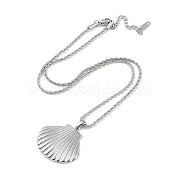 Non-Tarnish 304 Stainless Steel Pendant Necklaces, Shell Shape, Stainless Steel Color, 17.91 inch(45.5cm)(NJEW-Z033-01P)