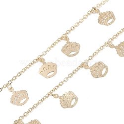 Handmade Brass Crown Chains, for Necklaces Bracelets Making, Long-Lasting Plated, Nickel Free, Soldered, with Spool, Light Gold, 13.5x10.5x0.2mm, about 16.40 Feet(5m)/Roll(CHC-Z001-04KCG)