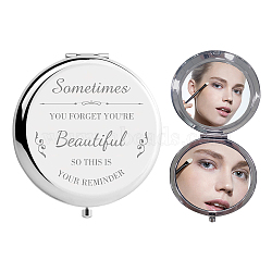 304 Stainless Steel Customization Mirror, Flat Round with Word, Word, 7x6.5cm(DIY-WH0245-029)