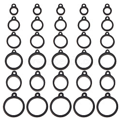 60Pcs 6 Style Anti-Lost Silicone Rings Holder, Loops Band Carring Holder for Pen Device Office, Black, 16~35x12~30x6~8mm, Hole: 1.8~3.5mm, 10pcs/style(SIL-DR0001-04)