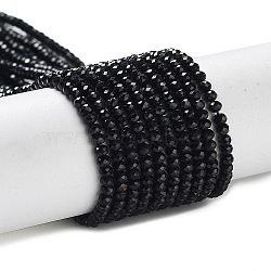 Natural Black Tourmaline Beads Strands, Faceted, Rondelle, 2x1mm, Hole: 0.5mm, about 225pcs/strand, 14.96''(38cm)(G-J400-C12-01)