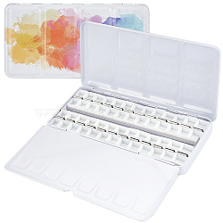 Iron Empty Watercolor Paint Pans, with Plastic Grids, for Paint Case Art Palette Supplies, Rectangle, White, 11.5x22x2.45cm(AJEW-WH0270-188B)