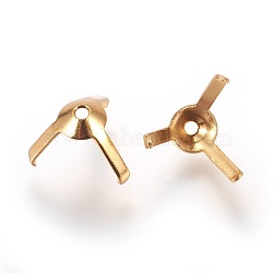 304 Stainless Steel Rhinestone Claw Settings, Golden, 9x11.5mm, Hole: 1.4mm(STAS-P227-14G)