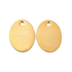201 Stainless Steel Pendants, Oval Charm, Real 24K Gold Plated, 15x11x0.5mm, Hole: 1.5mm(STAS-P320-31G)