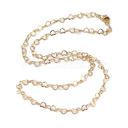 304 Stainless Steel Necklace, Heart, Real 18K Gold Plated, 17.99 inch(45.7cm)(NJEW-Q335-07A-G)