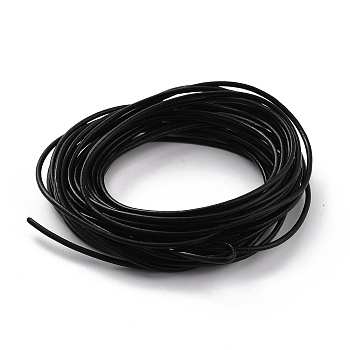 Cowhide Leather Cord, Leather Jewelry Cord, Jewelry DIY Making Material, Round, Black, 1.5mm