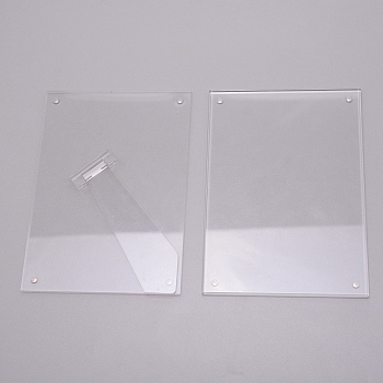 Acrylic Photo Frame Stand, with Magnetic, Rectangle, Clear, 179x127x13mm