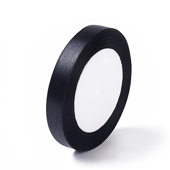 Single Face Satin Ribbon, Polyester Ribbon, Black, about 1/2 inch(12mm) wide, 25yards/roll(22.86m/roll), 250yards/group(228.6m/group), 10rolls/group