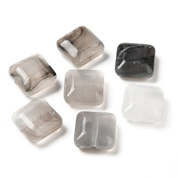 Transparent Acrylic Beads, Square, Dark Gray, 15.5x15.5x7.5mm, Hole: 1.6mm, about 327pcs/500g