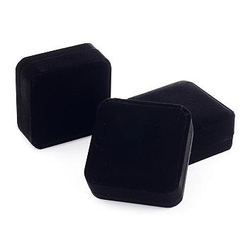 Square Velvet Bangle Bracelet Boxes, Displaying Bracelets, Black, 9x9x4cm, Bracelet Mould: 5.2x4.6cm
