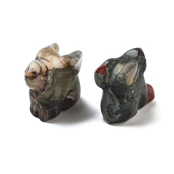 Natural Bloodstone Carved Figurines, for Home Office Desktop Decoration, Rabbit, 11~13x23~24x17~19mm