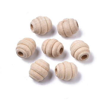 Unfinished Natural Wood, Beehive Beads, Bleach, Undyed, Oval, Old Lace, 14x13mm, Hole: 4mm