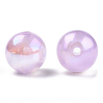 ABS Plastic Imitation Pearl Beads, AB Color Plated, Round, Plum, 12mm, Hole: 1.8mm