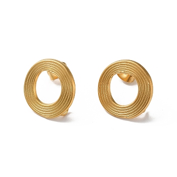 304 Stainless Stud Earring Findings, with Vertical Loops, Donut, Golden, 17x16.5mm, Hole: 2.7mm, Pin: 0.5mm