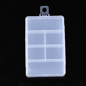2-Layer Rectangle Polypropylene(PP) Bead Storage Containers, with Hinged Lid and 12 Grids, for Jewelry Small Accessories, Cuboid, Clear, 12x6.4x2.2cm, Hole: 8mm, compartment: 23x29.5mm and 23x60mm