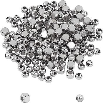 Unicraftale 304 Stainless Steel Beads, Cube & Round, Stainless Steel Color, 5x5mm, Hole: 2~3mm, 200pcs/box