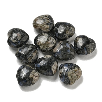 Natural Glaucophane Beads, Half Drilled, Heart, 15.5x15.5x8mm, Hole: 1mm