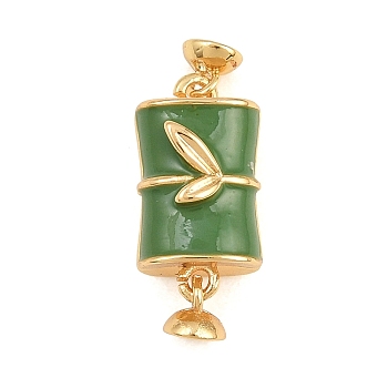Brass Enamel Magnetic Clasps, Bamboo Joint, Real 18K Gold Plated, 20mm