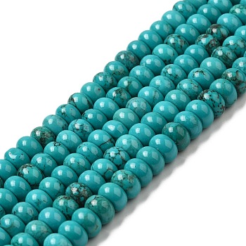 Natural Howlite Beads Strands, Dyed, Rondelle, Turquoise, 8~8.5x5~5.2mm, Hole: 1.2mm, about 78pcs/strand, 15.35~15.43''(39.2cm)