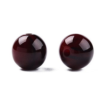 Resin Beads, Imitation Gemstone, Round, Dark Red, 12x11.5mm, Hole: 1.5~3mm