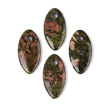Natural Unakite Big Pendants, Horse Eye Charms, 56~57x28~29x7~8mm, Hole: 8mm