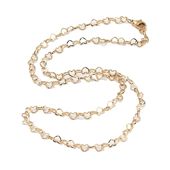 304 Stainless Steel Necklace, Heart, Real 18K Gold Plated, 17.99 inch(45.7cm)