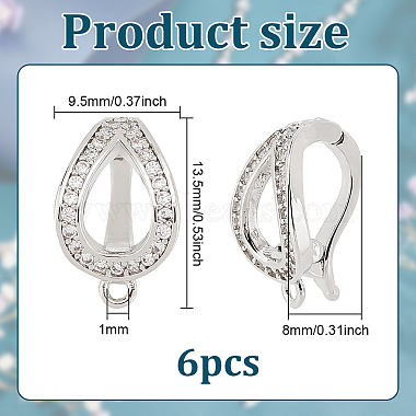 6Pcs Brass Micro Pave Clear Cubic Zirconia Twister Clasp(FIND-BC0004-02)-2