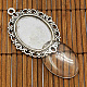 DIY Tibetan Style Pendant Cabochon Settings and Oval Transparent Clear Glass Cabochons(TIBEP-MSMC021-38AS-NR)-4