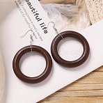 Alloy Wood Dangle Earrings, Platinum, Ring, 54x50mm(FS-WG9E4F8-11)