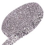 Glitter Resin Hotfix Rhinestone(Hot Melt Adhesive On The Back), Rhinestone Trimming, Costume Accessories, Clear, 15x2.5mm, 3yard/roll(DIY-WH0157-43F-04)
