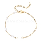 316 Surgical Stainless Steel Paperclip Chain with Plastic Imitation Pearl Handmade Link Chain Bracelet Making, White, Ion Plating(IP), Golden, 6.42 inch(16.3cm)(AJEW-JB01588)