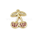 Brass Micro Pave Cubic Zirconia Pendants, Cherry, Long-Lasting Plated, Cadmium Free & Lead Free, Rack Plating, Real 18K Gold Plated, 13x11x2mm, Hole: 0.8mm(KK-M322-48G-04)
