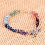 Gemstone Chip Beaded Anklets, with Alloy Toggle Clasps and Tibetan Style Alloy Om Symbol Pendants, 230mm(AJEW-AN00150)