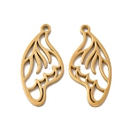 Ion Plating(IP) 304 Stainless Steel Pendants, Wing Charm, Real 18K Gold Plated, 25x12x1mm, Hole: 1.6mm(STAS-A070-04G)