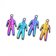Rainbow Color Alloy Pendants, Cadmium Free & Lead Free, Suit, 39x18x2.5mm, Hole: 2.5mm(PALLOY-N156-201)