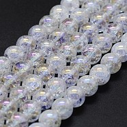 Electroplated Natural Crackle Quartz Crystal Beads Strands, Round, 6mm, Hole: 0.8mm; about 65pcs/strand, 15.7 inches(G-K285-08-6mm)