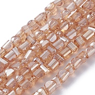 Electroplate Glass Beads Strands, Faceted, Pearl Lusted Plated, Half Round, Sandy Brown, 4x4x3mm, Hole: 0.8mm, about 148pcs/strand, 19.69 inch(50cm)(EGLA-L023A-PL04)