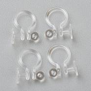 Plastic Clip-on Earring Findings, for Non-pierced Ears, Clear, 12x9x1.2mm, Tray: 5mm, 0.6mm Inner Diameter(KY-P001-07)