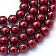 Baking Painted Glass Pearl Bead Strands, Pearlized, Round, Brown, 3~4mm, Hole: 0.5mm, about 195pcs/strand, 23.6 inch(HY-Q003-3mm-39)