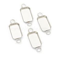 201 Stainless Steel Cabochon Connector Settings, Rectangle, Stainless Steel Color, 17.5x7x1.6mm, Hole: 1.9mm, Tray: 10x6.5mm(STAS-H143-23P)