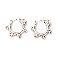 304 Stainless Steel Flower Hoop Earrings for Women, Stainless Steel Color, 19x21mm, Pin: 0.8mm(EJEW-K242-05P)