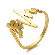 Ion Plating(IP) 201 Stainless Steel Finger Rings, Heartbeat with Angel Ring for Women, Golden, 1.8mm, Inner Diameter: 16.8mm(RJEW-G278-01G)