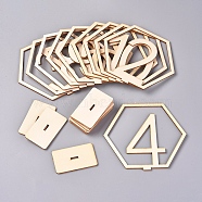 Wood Table Numbers Cards, for Wedding, Restaurant, Birthday Party Decorations, Hexagon with Number 1~10, Blanched Almond, 33x109x100mm(AJEW-WH0021-29A)