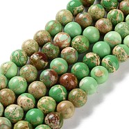 Dyed Natural Regalite/Imperial Jasper/Sea Sediment Jasper Beads Strands, Round, Lime Green, 8mm, Hole: 1.2mm, about 23pcs/strand, 7.64''(19.4cm)(G-B124-C01-12)